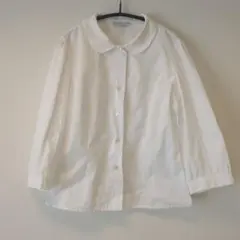 【美品】agnes b. PARIS 丸襟七分袖　ブラウス ホワイト　38のサムネイル