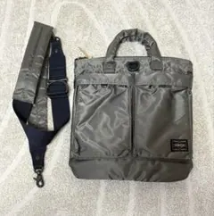 【美品】PORTER PX TANKER タンカー シルバーグレー バッグ