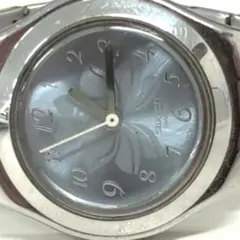 【正規品】スウォッチ シルバー花柄文字盤クォーツ腕時計