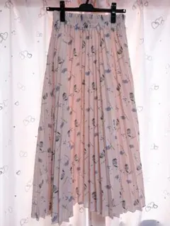earth ロング　プリーツスカート　ピンク　花柄