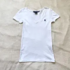 ラルフローレン Vネック レディース スリムTシャツ ホワイト