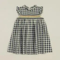 【90サイズ】【新品タグ付き】ドビーギンガムスモッキングワンピース