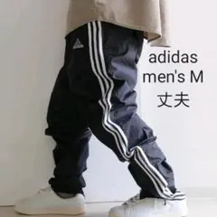 【万国旗 珍品】US adidas ナイロン パンツ 黒 裏地なし 丈夫 M