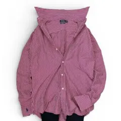 【極美品】ポロラルフローレン ニットドレスシャツ M ボルドー ストライプ