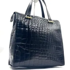 MORABITOモラビト リアル クロコダイル トートバッグ 大容量 肩掛け 黒