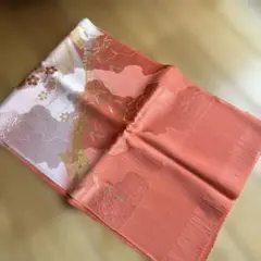 花柄刺繍 帯揚げ オレンジ系