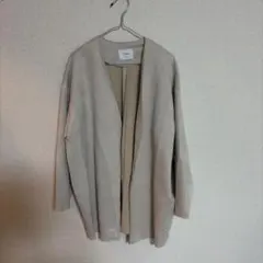 Discoat ノーカラージャケット ベージュ F