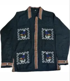 70s 民族柄 ヴィンテージ グアテマラシャツ 刺繍 手織り