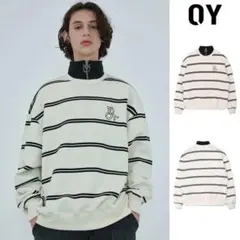 【韓国ブランド】OY スウェット トレーナー 白×黒 フリーサイズ 男女兼用