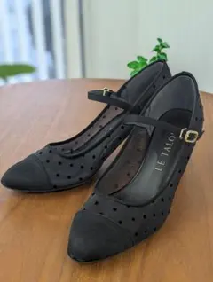 LE TALON ブラック ドット柄 ハイヒールパンプス
