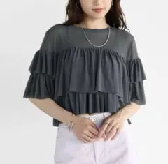 soeur7 シアーティアードフリルブラウス　シフォン　とろみ