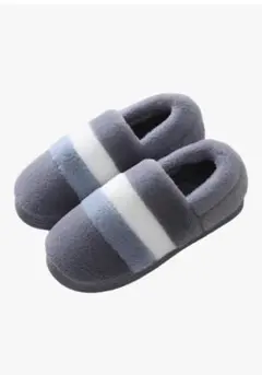 グレーとホワイトストライプのスリッパ