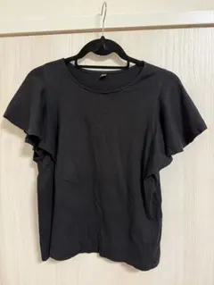 UNIQLO フリル袖 黒 Tシャツ Ｌサイズ