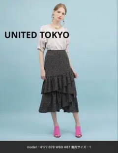 UNITED TOKYO ドットティアードスカート ブラック ロングスカートのサムネイル