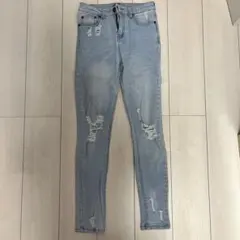 GORGE スキニーデニム ライトブルー ダメージ加工