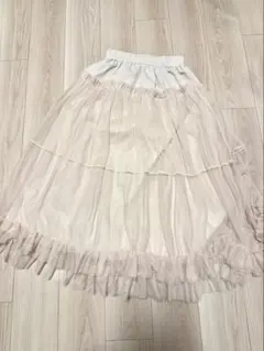アイボリー チュールフレアスカート