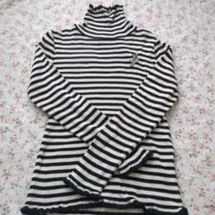 kp ニットプランナー　ストライプ長袖カットソー バレリーナうさぎ刺繍