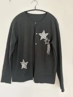 【美品】グレースコンチネンタル ビジュー カーディガン 長袖 深緑 スター