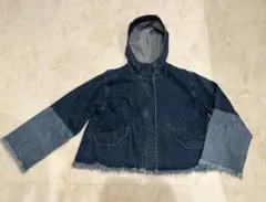 【Azul by moussy】美品 デニムフードジャケット フリンジ付き