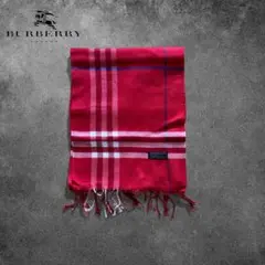 【O74】英国製Burberrysロンドンラムウール100% チェック柄マフラー