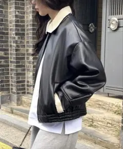 フェイクレザージャケット ブラック