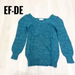 【美品】EF-DE エフデフランドル 長袖ニット セーター ブルーグリーンのサムネイル