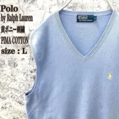 IS129【大人気】ポロバイラルフローレン刺繍ピマコットン薄手Vネックジレベスト
