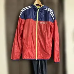adidas ウィンドブレーカー 上下　赤/紺 パンツ 黒