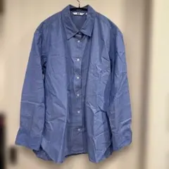 ユニクロ レディース コットン シャツ 長袖 Lサイズ ブルー 青