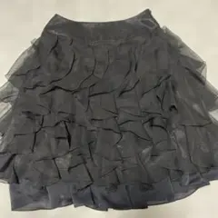 ラメ入り フリル ミニスカート ブラックのサムネイル