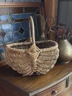 古道具 あけび 手編みかご 籠 カゴ バスケット アンティーク フランス