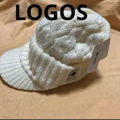 LOGOS ケーブル編み ホワイトニットキャップ　新品タグ付き