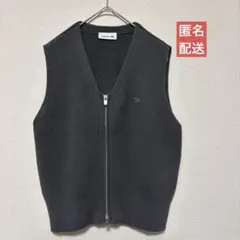 ⭐︎美品【LACOSTE 】M グレー　ジップアップニットベスト　レディース