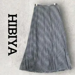 HIBIYA プリーツスカート ロングフレア チェック柄 (F) ダークグレー