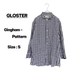 GLOSTER グロスター ギンガムチェック 長袖 リネン S 男女兼用のサムネイル