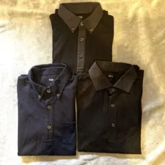 ユニクロ　メンズ　Sサイズ　半袖ポロシャツ　ブラック　ダークブルー　①