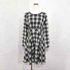 earth music&ecology　チェック柄　長袖ワンピース　裏地付き　M