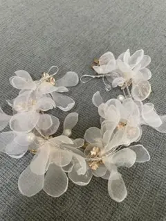 ウエディング　ヘッドドレス　フラワー　髪飾り　小枝　ヘアアクセ