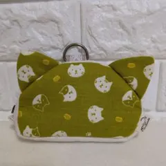 マチ付き猫型ふんわりポーチNo.１