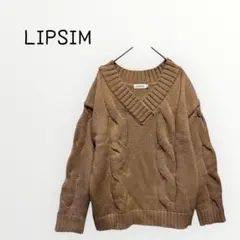 【LIPSIM 】サーモンピンク Vネックニットセーター トップス