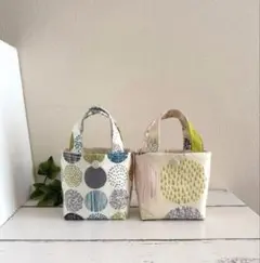 No.E118 ミニミニトートバッグ 布バスケット ハンドメイド サークル 北欧