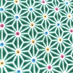 ハギレ 麻の葉 グリーン 特大 縦長