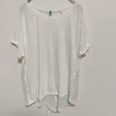 BENETTON　ベネトン　異素材ミックスカットソー　バックシャンシフォン　白のサムネイル