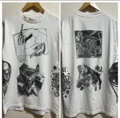 80s エッシャー Tシャツ L 白 88年 アート 騙し絵 芸術 ヴィンテージ