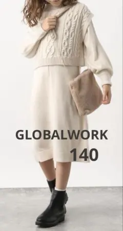 【GLOBAL WORK】2セットケーブルニットワンピース140cm