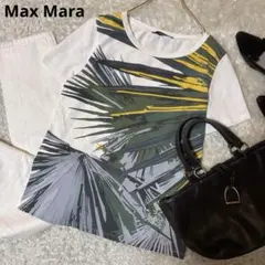 Max Mara ボタニカル切り替え　半袖Tシャツ グリーン　ホワイトのサムネイル