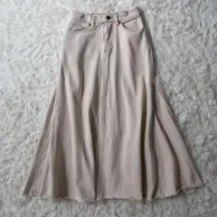BEAMS HEART　カットオフデニムフレアスカート　S　きなり◆A1324