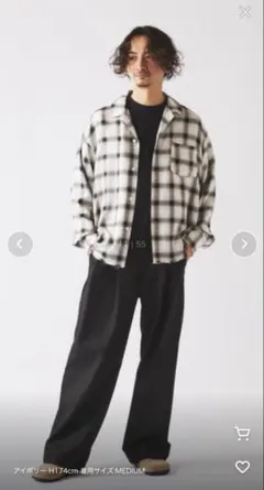 レーヨン アンカット フリンジ チェックシャツ