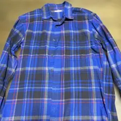 GU チェックシャツ 長袖 ブルー S