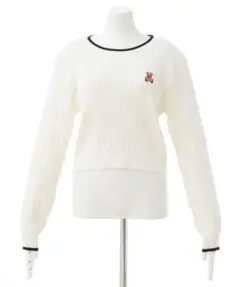 INGNI くま刺しゅうケーブルニット ホワイト